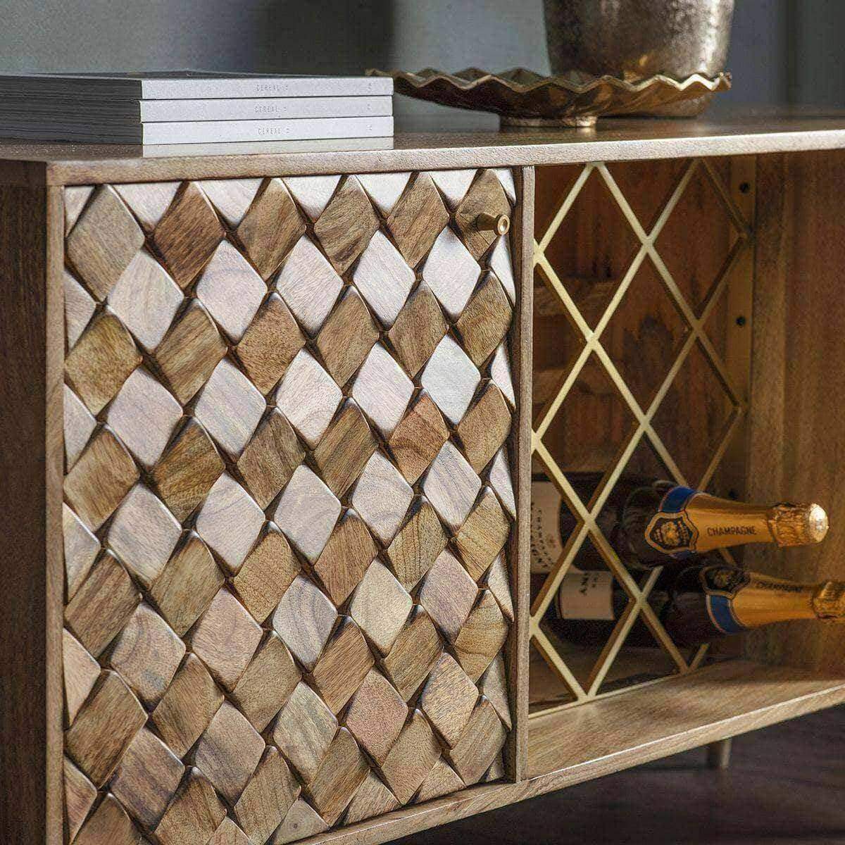 Diamond Wood 2 Door Sideboard with Wine Storage - The Farthing