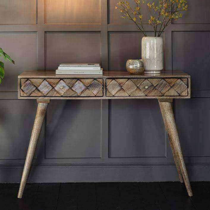 Diamond Wood Two Drawer Console Table - The Farthing