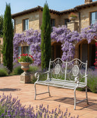 Distressed Antiqued Grey Metal Garden Bench - The Farthing