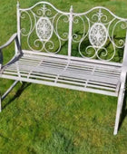 Distressed Antiqued Grey Metal Garden Bench - The Farthing