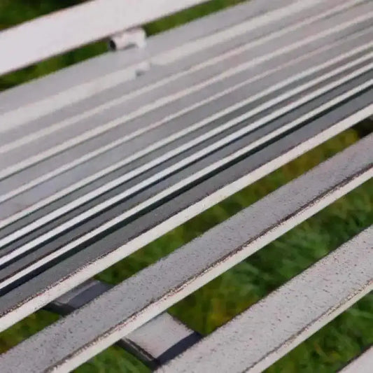 Distressed Antiqued Grey Metal Garden Bench - The Farthing