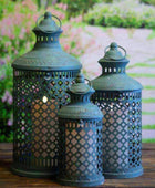 Distressed Blue Metal Madeira Lantern - set of 3 - The Farthing