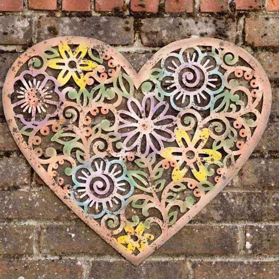 Distressed Colourful Metal Heart Wall Art - The Farthing