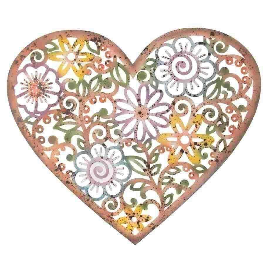 Distressed Colourful Metal Heart Wall Art - The Farthing