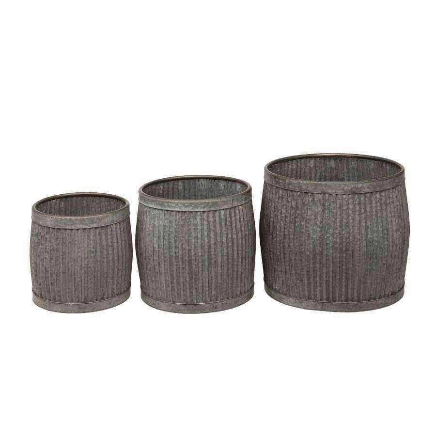 Distressed Fluted Dolly Tub Planter Set - 3 - The Farthing