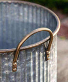 Distressed Gold and Metal Fluted Planter Set - 3 - The Farthing