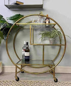 Distressed Gold Art Deco Drinks Trolley - The Farthing