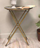 Distressed Gold Filigree Side Table - The Farthing