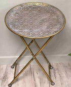 Distressed Gold Filigree Side Table - The Farthing