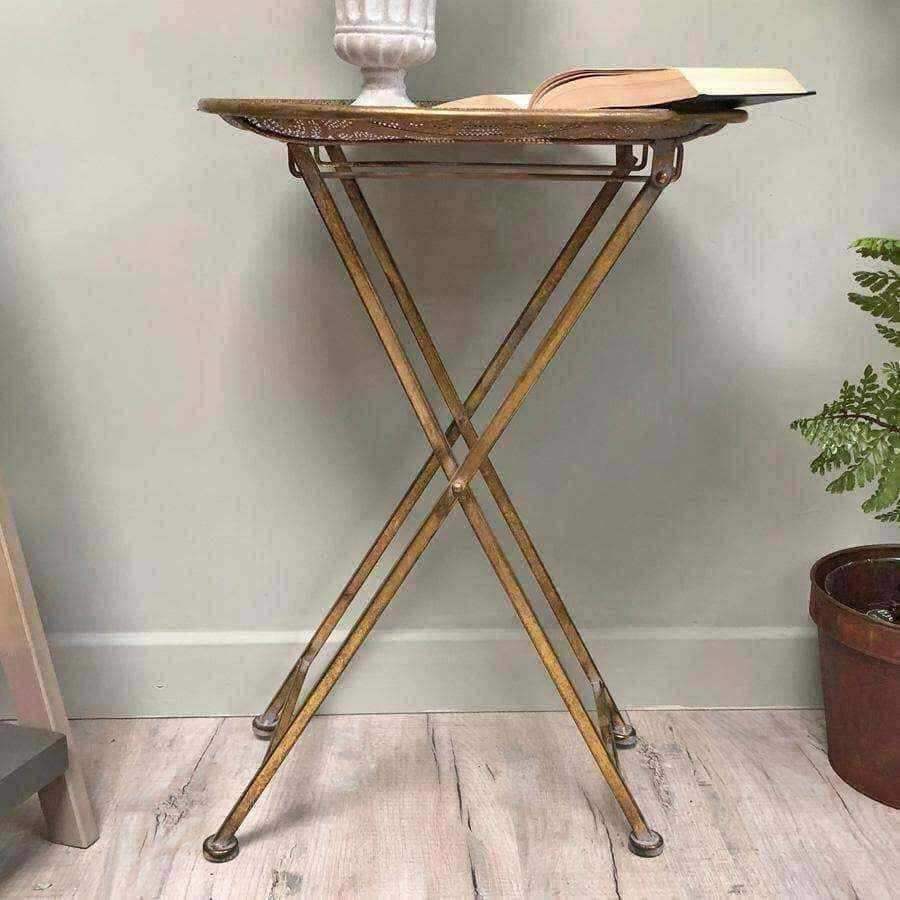 Distressed Gold Filigree Side Table - The Farthing