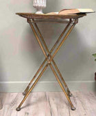 Distressed Gold Filigree Side Table - The Farthing