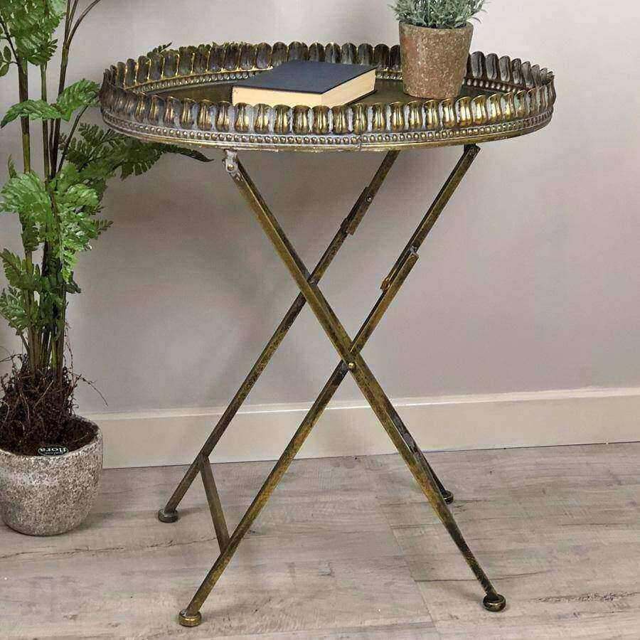 Distressed Gold Fluted Side Table - The Farthing