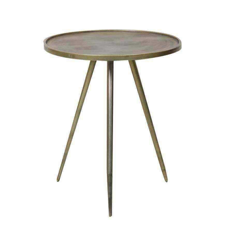 Distressed Gold Metal Side Table - The Farthing