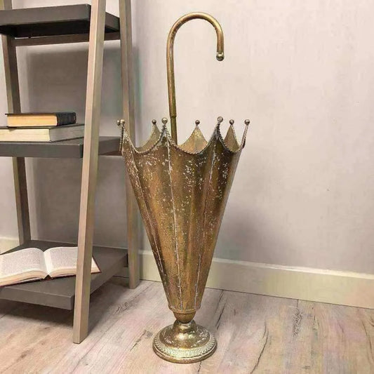 Distressed Gold Metal Umbrella Stand - The Farthing