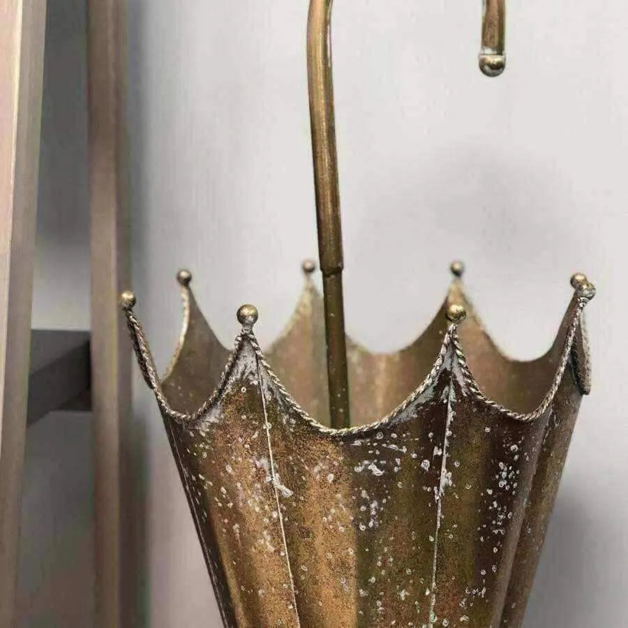 Distressed Gold Metal Umbrella Stand - The Farthing