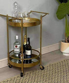 Distressed Gold Round Drinks Trolley - The Farthing