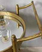 Distressed Gold Round Drinks Trolley - The Farthing