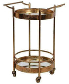 Distressed Gold Round Drinks Trolley - The Farthing