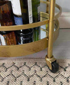 Distressed Gold Round Drinks Trolley - The Farthing