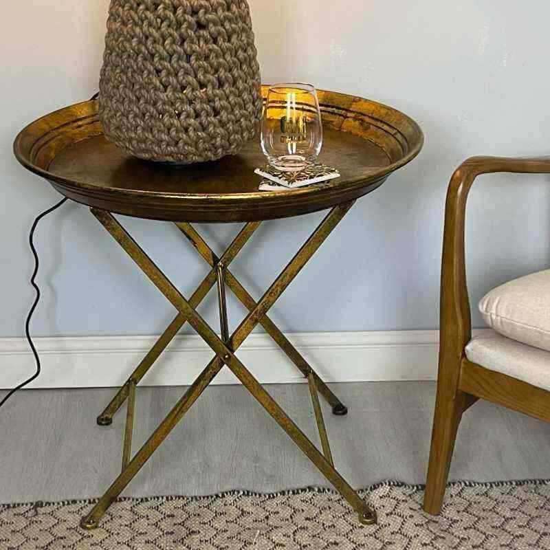 Distressed Gold Round Top - The Farthing
