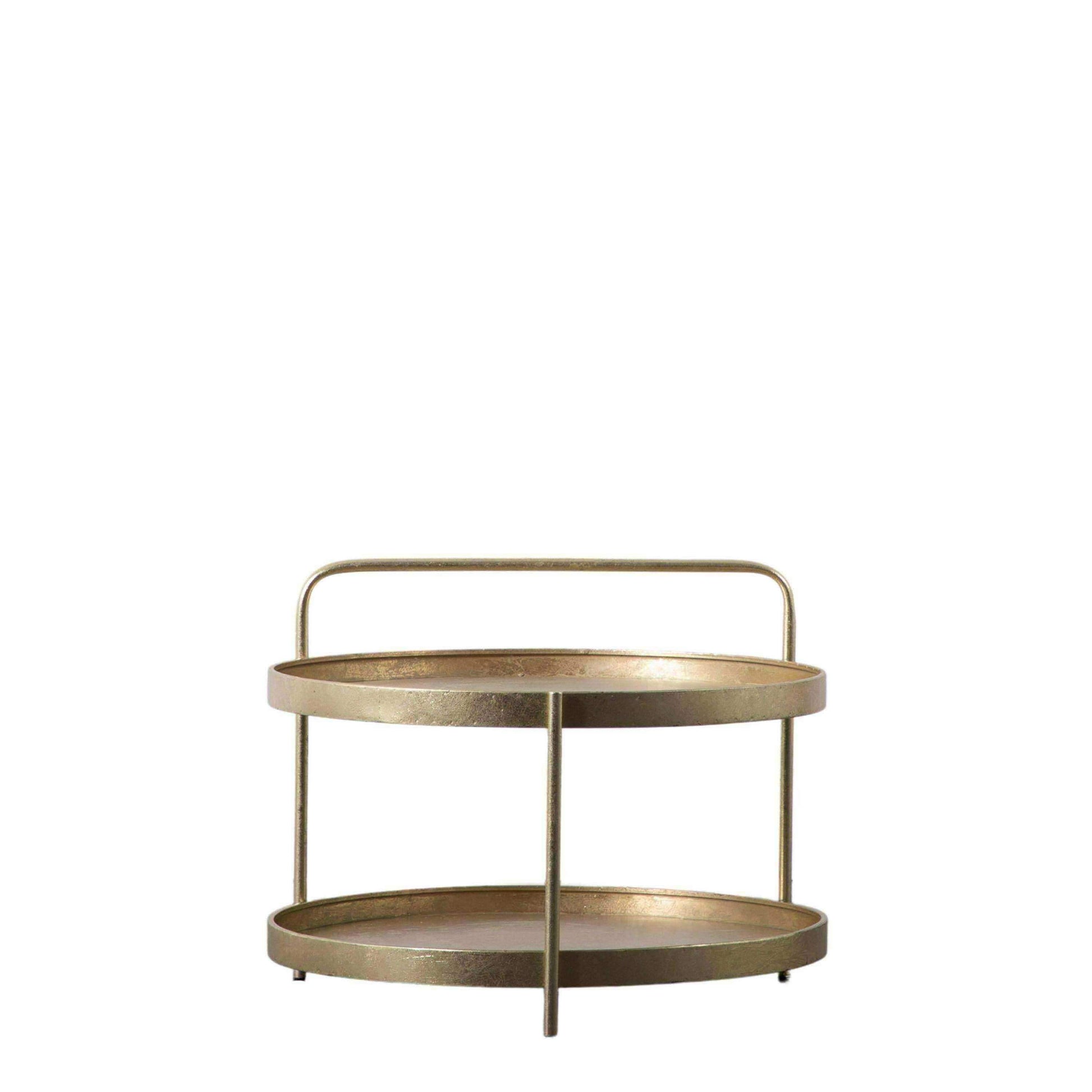 Distressed Gold Round Two Tier Coffee Table - The Farthing