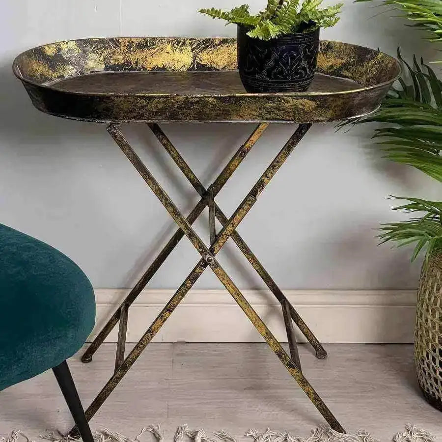 Distressed Gold Side Table - The Farthing