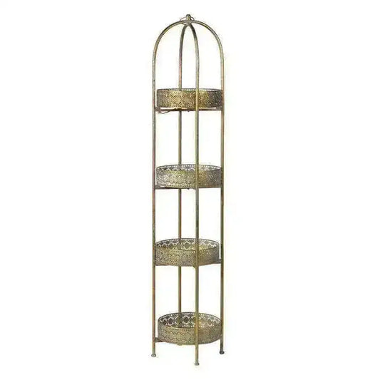 Distressed Gold Tall 4 Tier Round Tray Stand - The Farthing