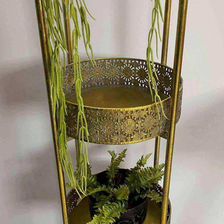 Distressed Gold Tall 4 Tier Round Tray Stand - The Farthing