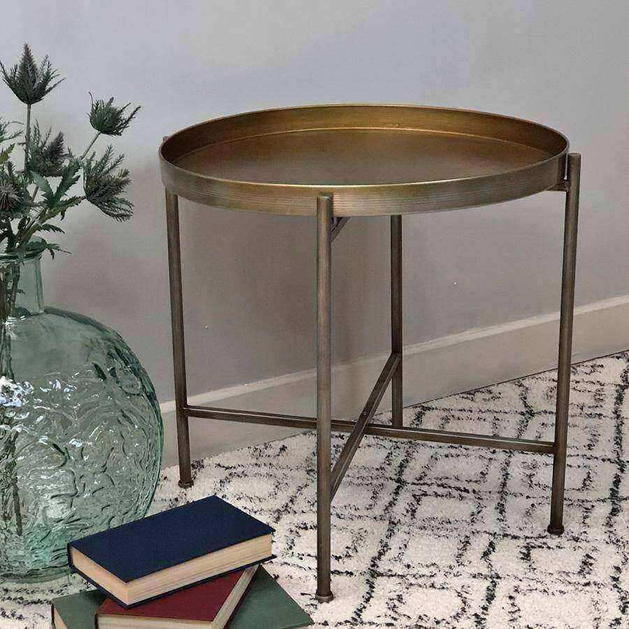 Distressed Gold Tray Table - The Farthing