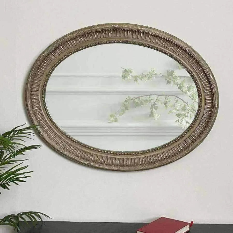 Distressed Green Ornately Carved Oval - The Farthing