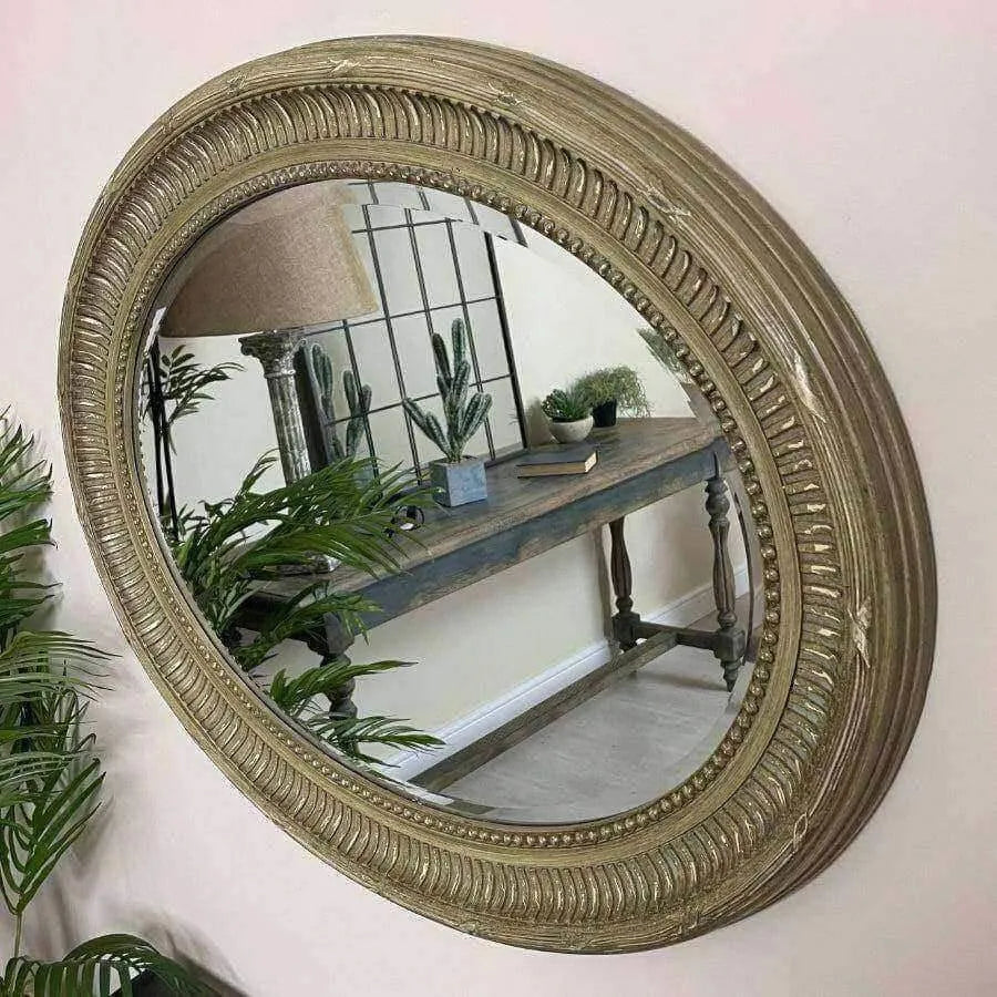 Distressed Green Ornately Carved Oval - The Farthing