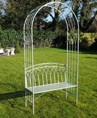 Distressed Green Steel Arch and Garden Bench - The Farthing