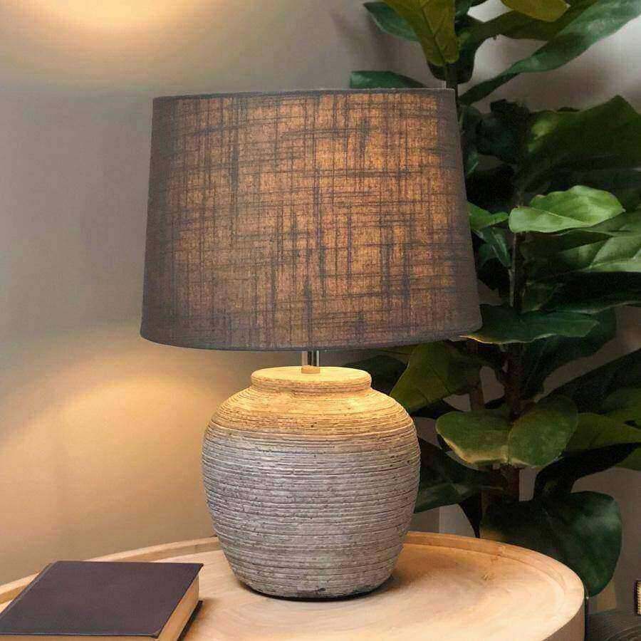 Distressed Grey Lamp With Shade - The Farthing