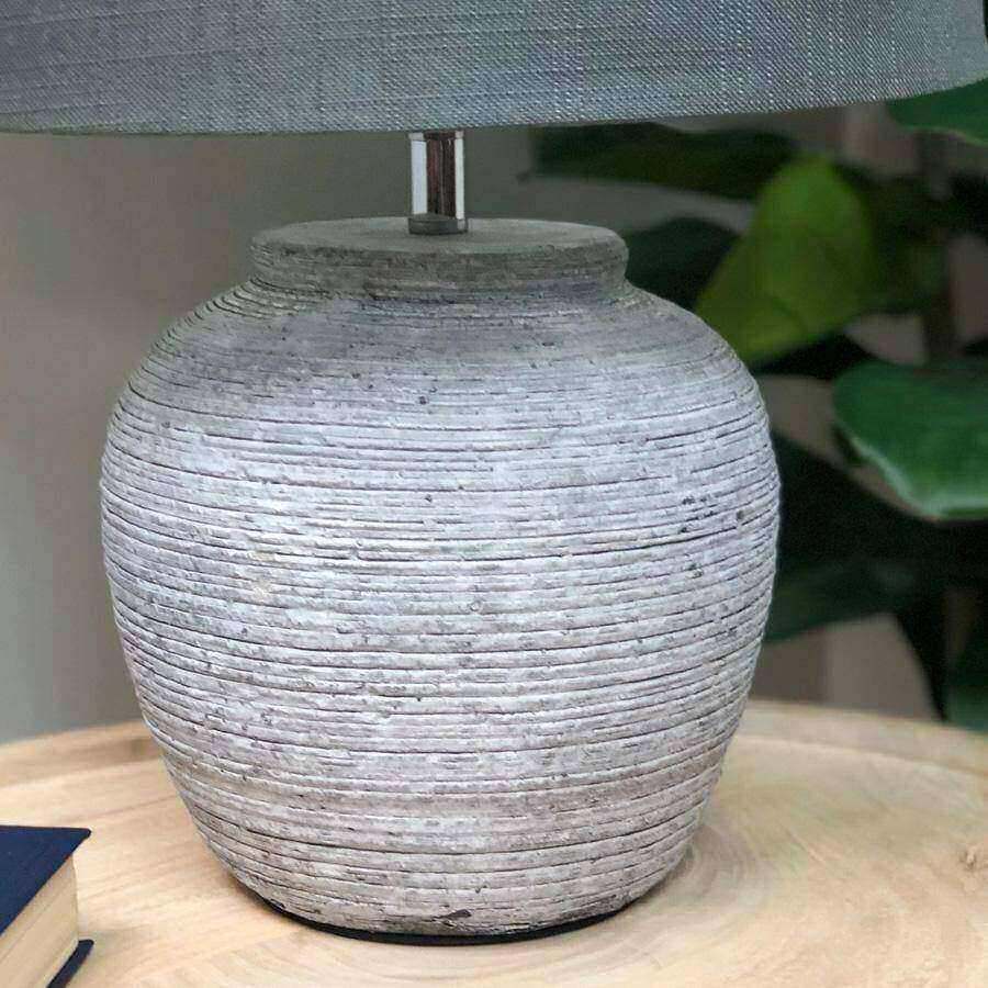 Distressed Grey Lamp With Shade - The Farthing