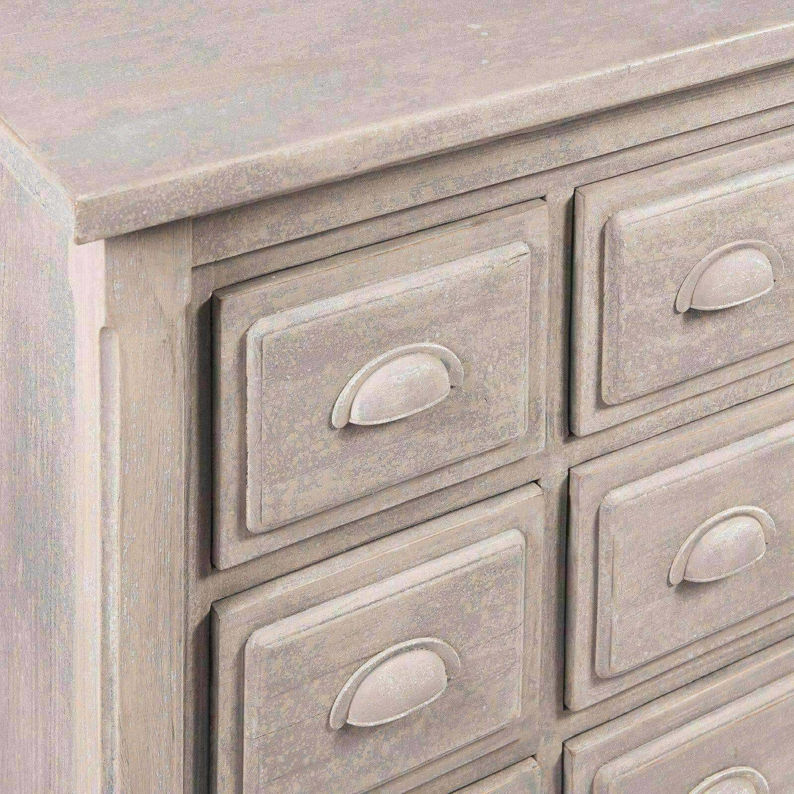 Distressed Grey Nine Drawer Chest of Drawers - The Farthing