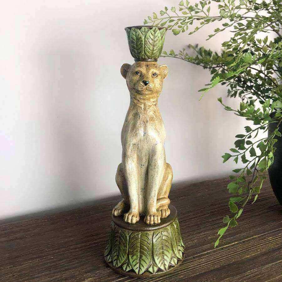 Distressed Leopard Candle Holder - The Farthing