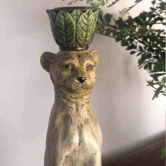 Distressed Leopard Candle Holder - The Farthing