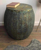 Distressed Metal Mesh Drum Side Table - The Farthing