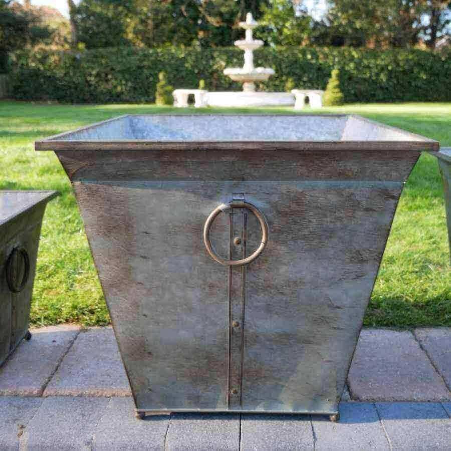 Distressed Metal Square Hove Planters Set of 3 Tubs - The Farthing