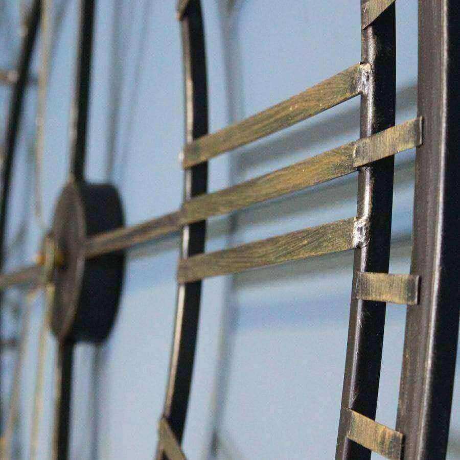 Distressed Oversized Vintage Black & Gold Skeleton Clock - The Farthing