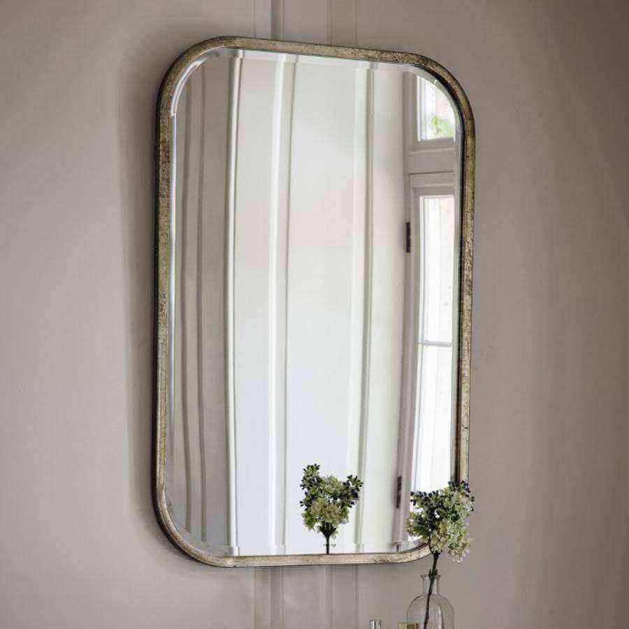 Distressed Rounded Edge Rectangle Wall Mirror - The Farthing