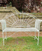 Distressed Steel Garden Bench - Pale Green - The Farthing