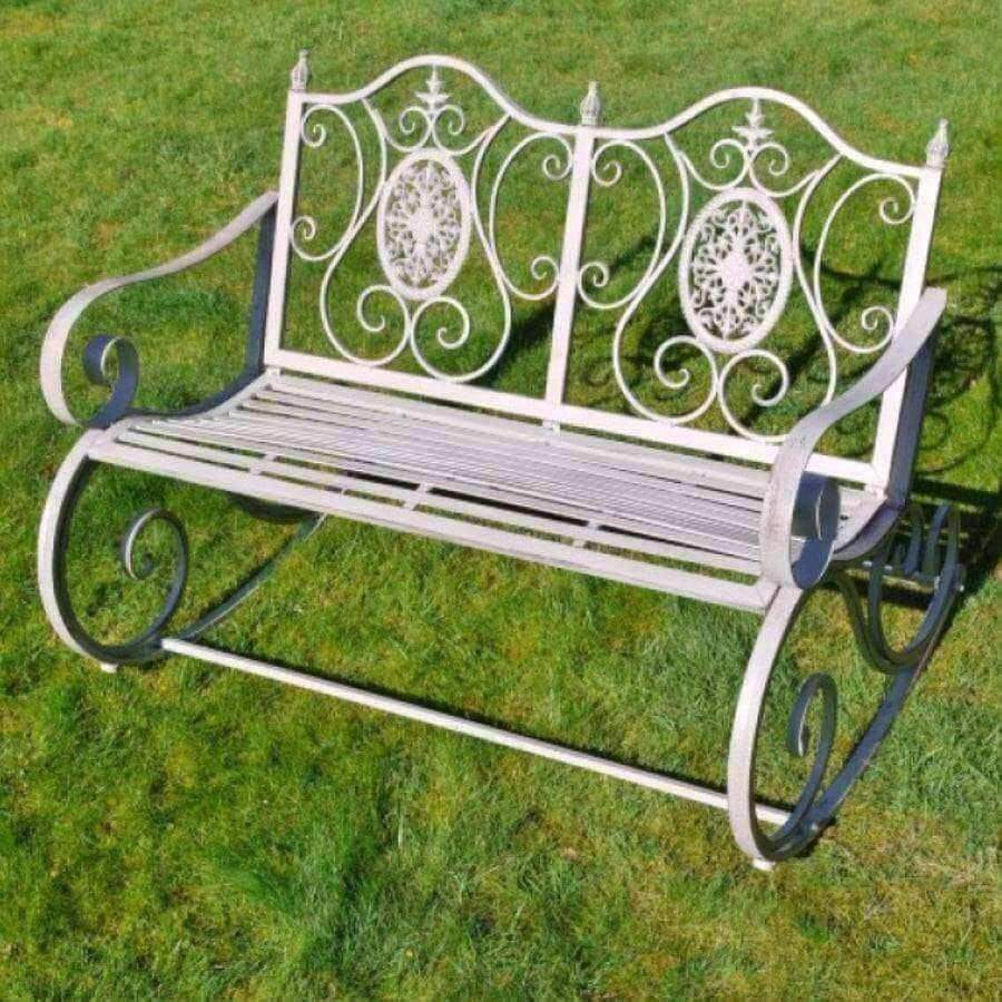 Distressed Steel Rocking Metal Bench - The Farthing