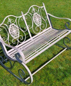 Distressed Steel Rocking Metal Bench - The Farthing