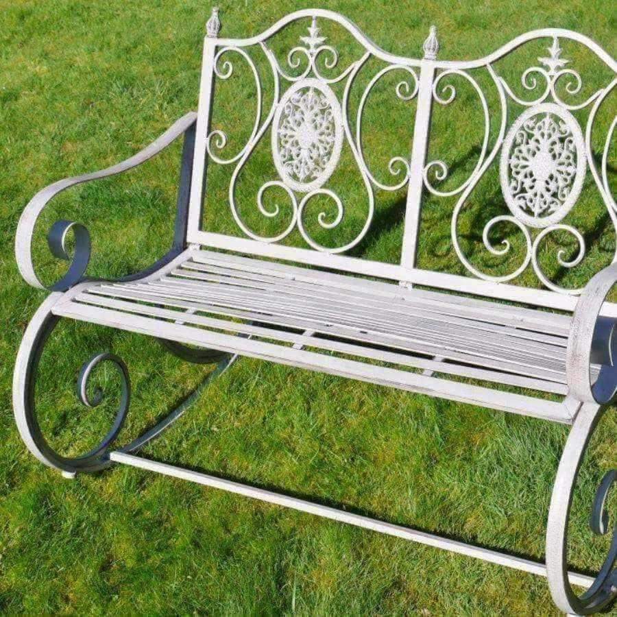 Distressed Steel Rocking Metal Bench - The Farthing