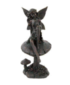 Distressed Verdigris Garden Fairy on Toadstool - The Farthing