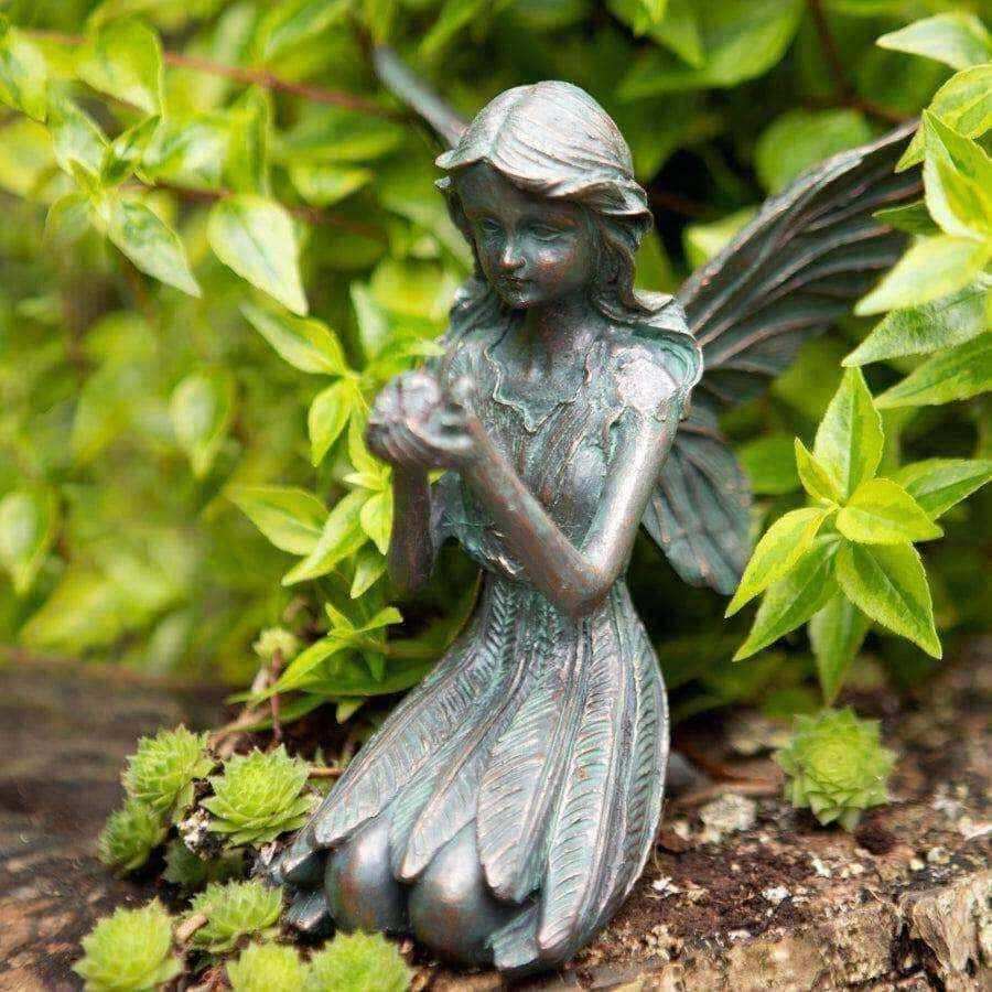 Distressed Verdigris Garden Fairy Ornament - The Farthing