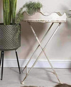 Distressed White and Gold Round Top Side Table - The Farthing