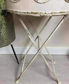 Distressed White and Gold Round Top Side Table - The Farthing