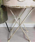 Distressed White and Gold Round Top Side Table - The Farthing